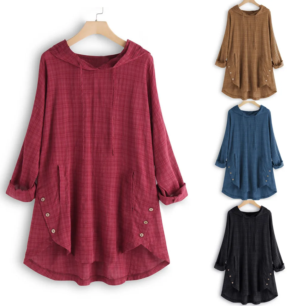 Блузка женская летняя с капюшоном и длинным рукавом повседневная мешковатая