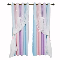 double layer curtains for living room tulle sheer drapes blackout curtain modern home decor stars shading window curtain bedroom