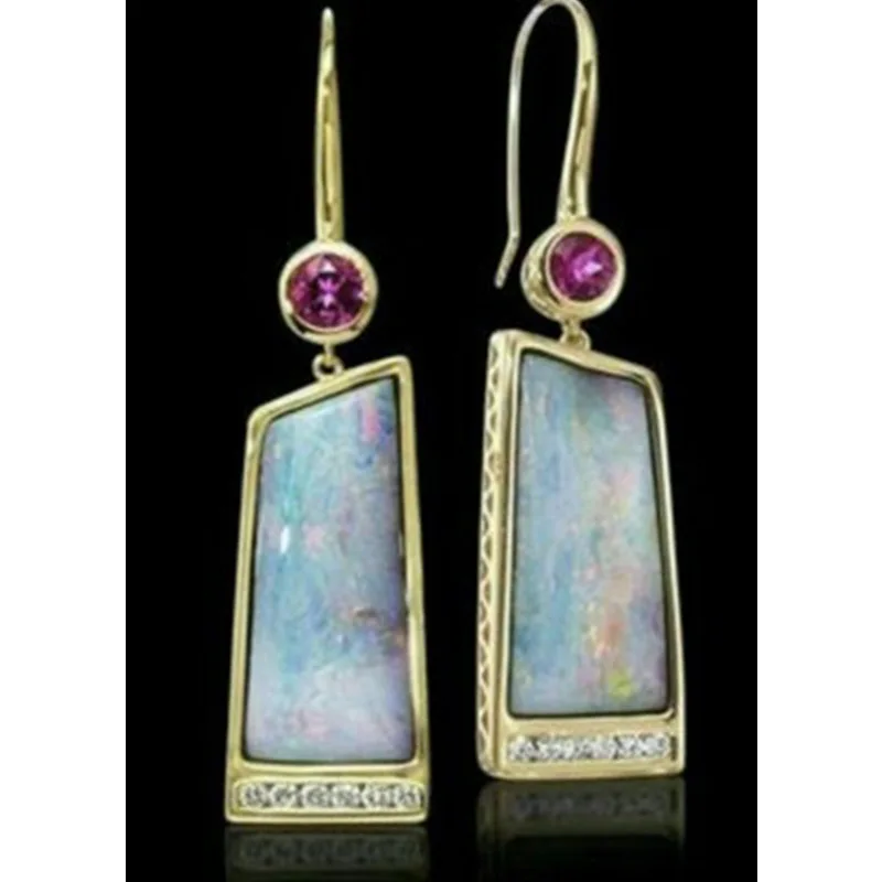 Milangirl модные квадратные дизайнерские Висячие серьги красные капельные с опалом