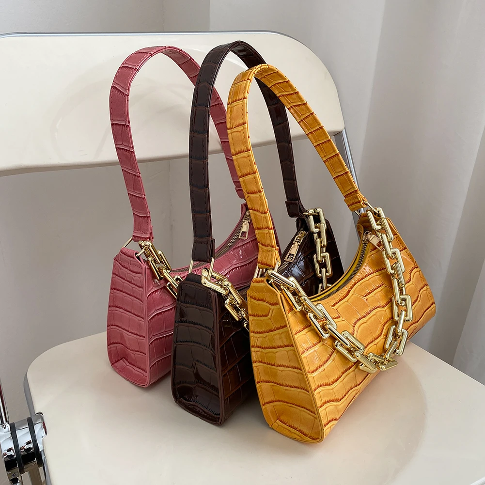 

Women Fashion Alligator Pattern Shoulder Underarm Hobos Bag Ladies Designer Zipper Tote Handbag