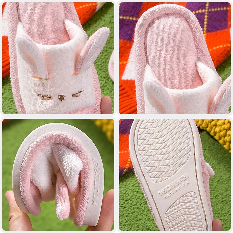 Тапочки детские льняные мягкая нескользящая подошва Симпатичные домашние тапки