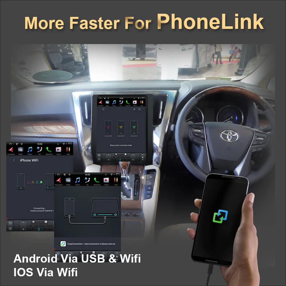 Android 9.0 Tesla Style Car GPS Navigation For TOYOTA Alphard 2015- AH30 Radio Stereo Multimedia Player Head Unit | Автомобили и