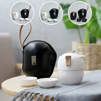 white ceramic kungfu tea set portable travel office matcha set black tea teapots handmade teacup fine gift organizer