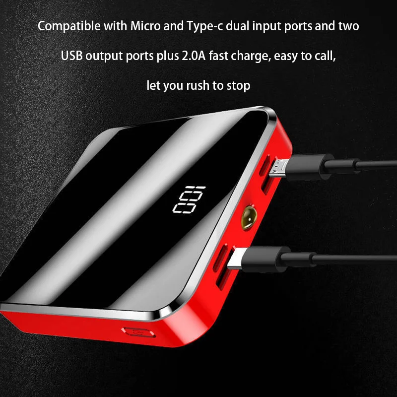 mini power bank small size large capacity 30000mah portable charger 2 usb mirror screen external battery for smart mobile phone free global shipping