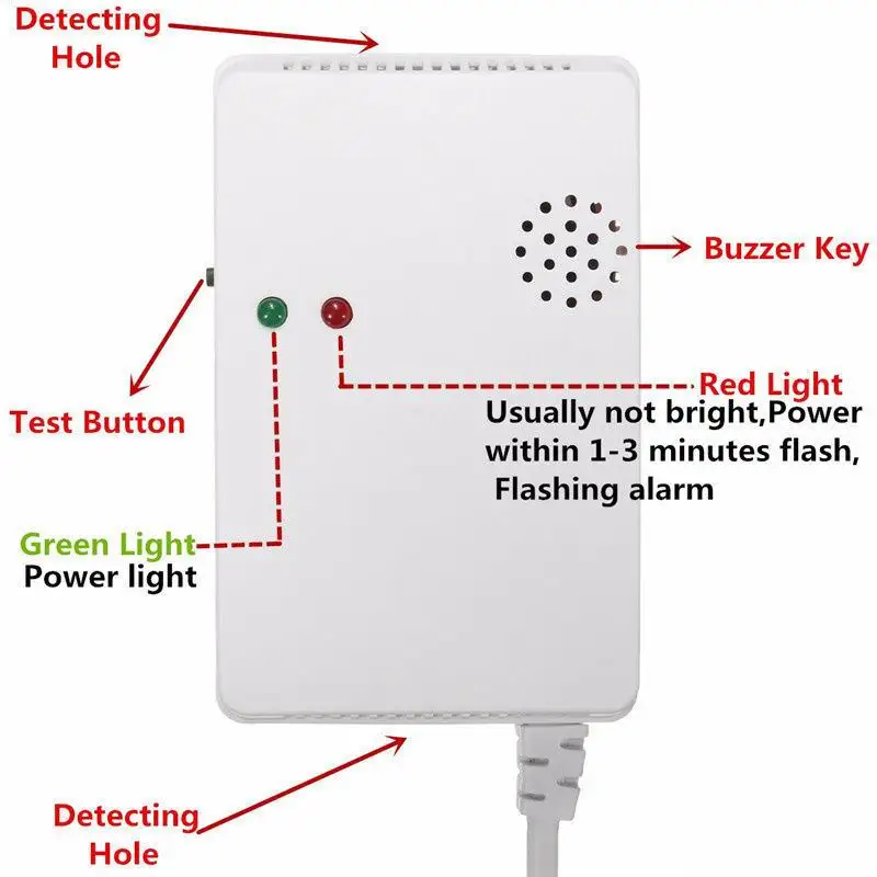 

Combustible Gas Alarm LPG LNG Coal Natural Gas Leak Standalone Detector Sensor High Sensitive For Home Security Safety