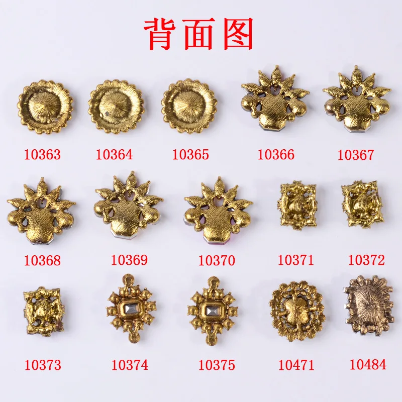 30pcs Antique gold alloy accessories flower plate buckle color crystal shoes and clothing materials bow tie DIY hand jewelry