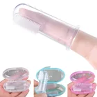 Детская Силиконовая зубная щетка на палец + коробка детская зубная щетка Прозрачная мягкая силиконовая зубная щетка для младенцев уход за полостью рта