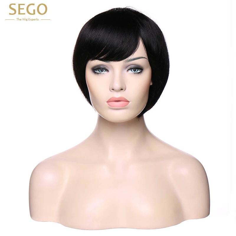 SEGO бразильские человеческие волосы короткие парики прямые боб натуральный цвет