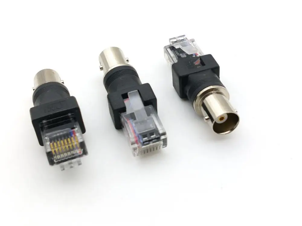 2 шт. BNC Женский к RJ45 Мужской коаксиальный бочонок соединитель RF адаптер |