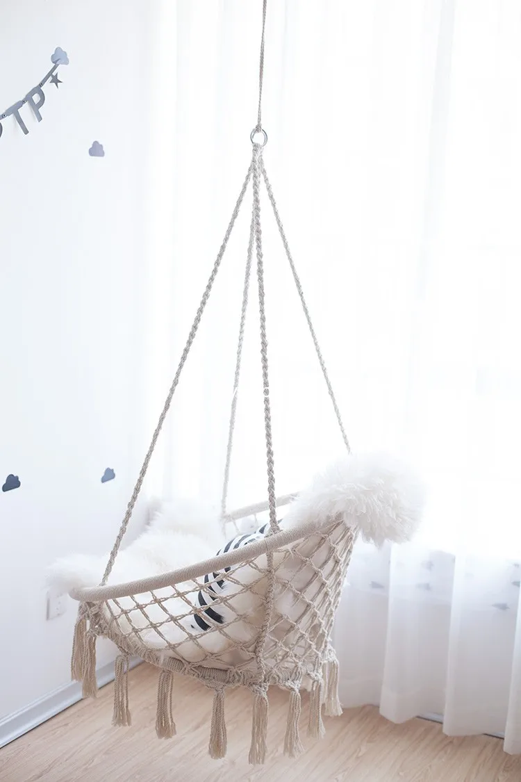 

Nordic Courtyard Tassel Hanging Basket Garden Swing Indoor Balcony Living Room B & B Lazy Glider