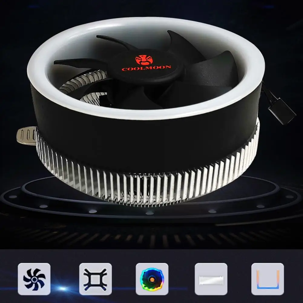 COOLMOON Q2 RGB светодиодный компьютер PC чехол 3 Pin бесшумный Процессор вентилятор