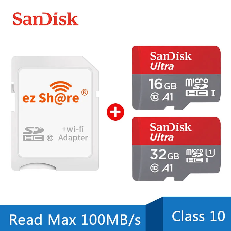 Ezshare беспроводной wifi адаптер+ SanDisk Ultra 16 ГБ 32 ГБ класс 10 TF карта памяти Micro SD карта 64 Гб 128 Гб карта памяти