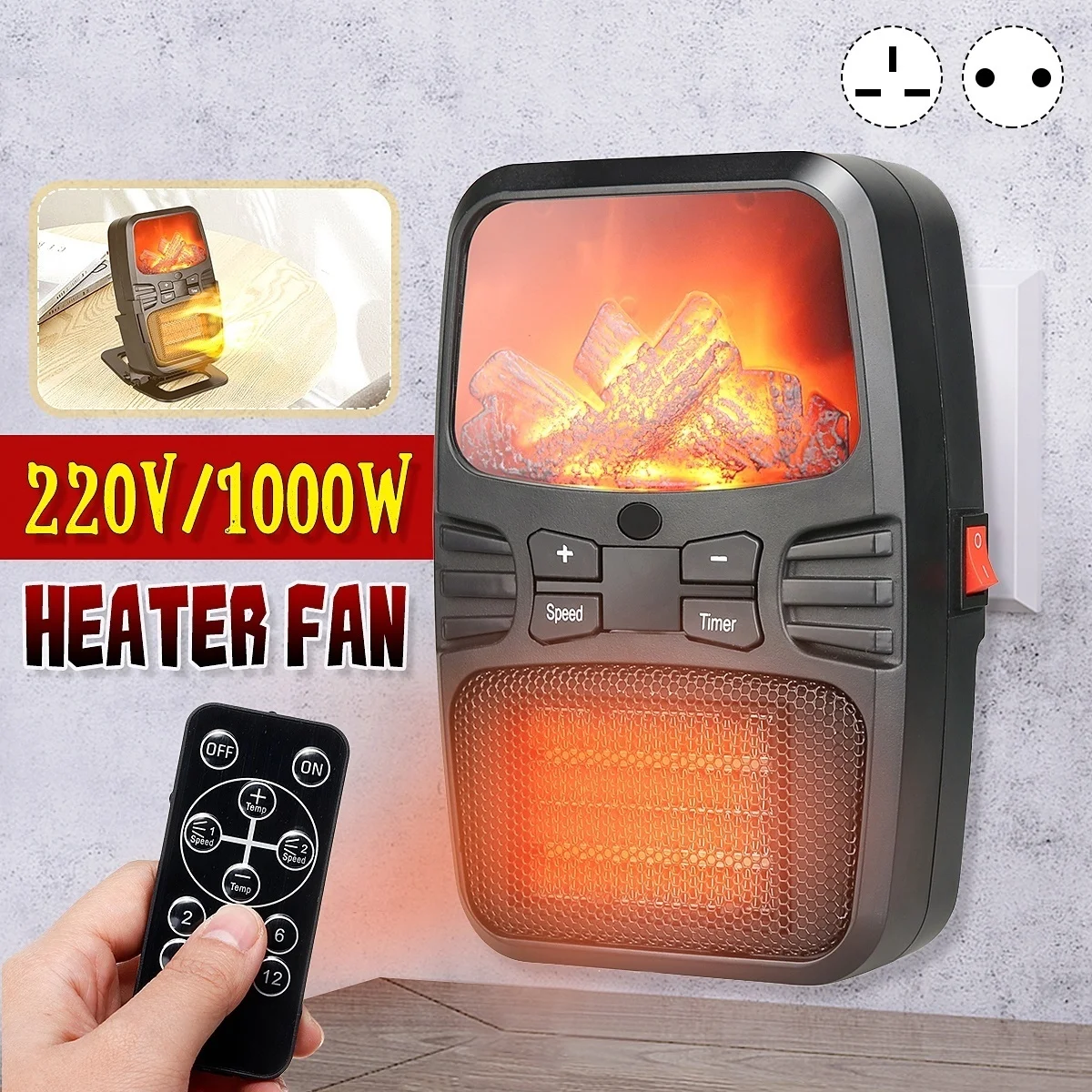 1000W Electric Fan Heater Overheat Protection Carrying Handle and 2s Quick Heating for Home Office Desk Garage | Дом и сад