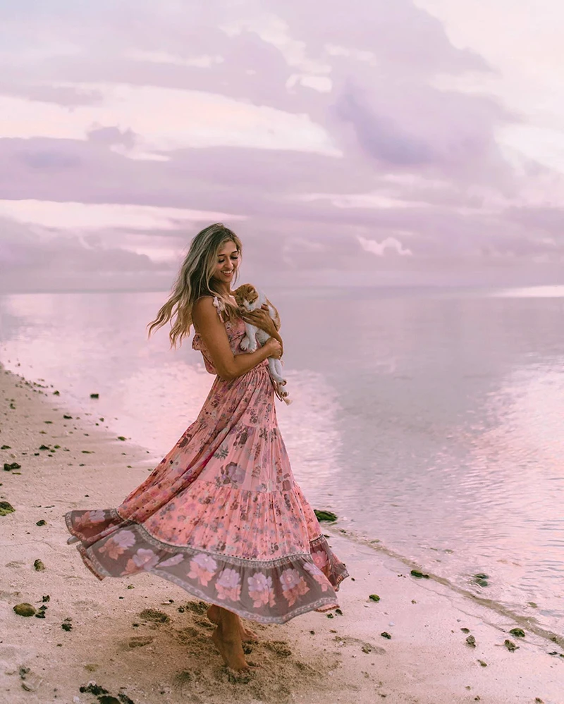 Женское платье на бретельках с цветочным принтом без рукавов | Женская одежда