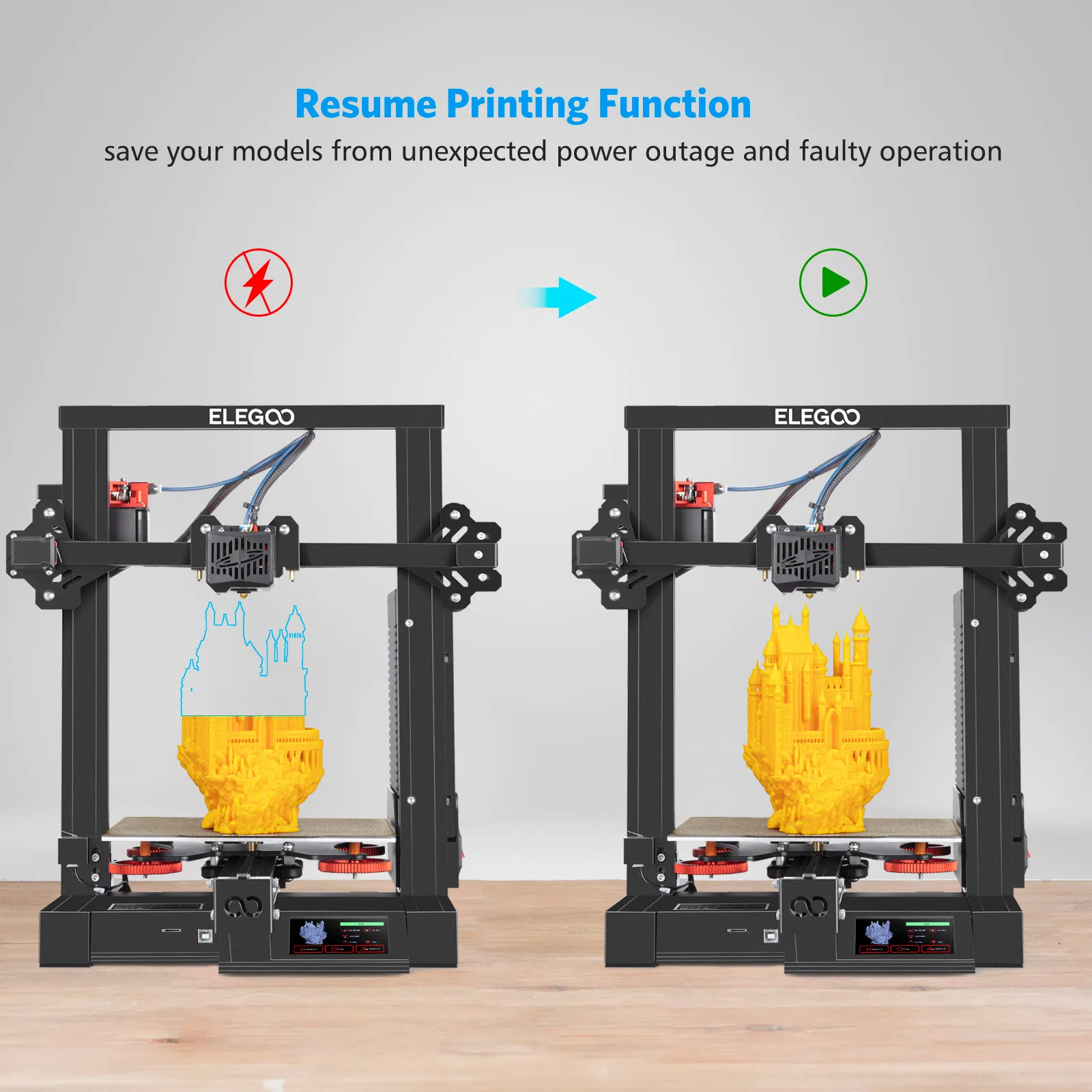 ELEGOO BR Нептун 2S FDM 3D принтер с двойной передачей металлический экструдер & PEI