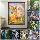 Алмазная живопись, пейзаж, фантазия, единорог, Женская мозаика, Набор для вышивки крестиком, Бабочка, Настенная Наклейка 