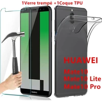 housse silicone coque film verre tremp protection pour for huawei mate 10litepro