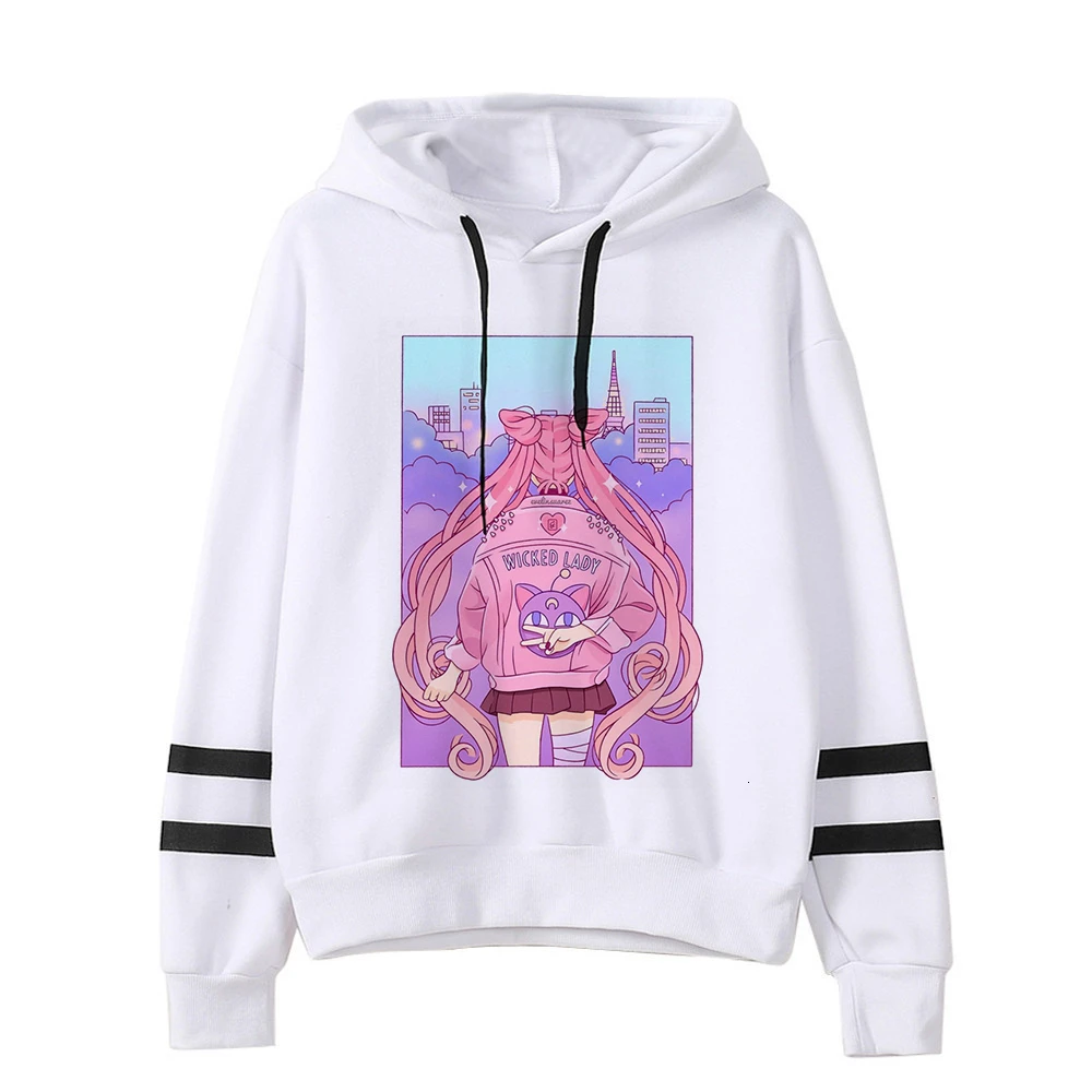 Сейлор Мун Женская толстовка kawaii Забавный ulzzang Толстовка harajuku корейский стиль графический женская одежда толстовки Модные гранж - Цвет: 422