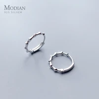 modian fashion genuine 925 sterling silver round circle bamboo simple hoop earrings for women geometric earrings silver jewelry