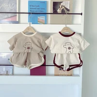 MILANCEL 2021 Summer Baby Suit Bear Print T-shirt and Loose Shorts 2Pcs Cotton Toddler Set Casual Infant Clothes