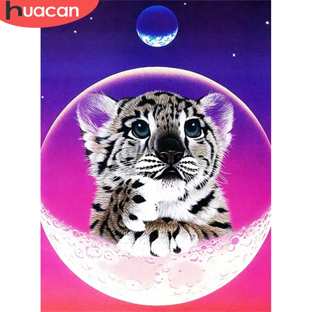 

HUACAN картина по номеру тигр животные наборы картина по номеру Луна для взрослых рисование на холсте Ручная роспись подарок домашний декор