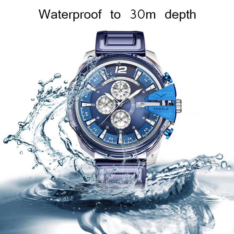 

ONOLA Men Fashion Transparent Plastic Watch Men Luxury Quartz Watches Casual Sports Waterproof Wristwatch Relogio Masculino