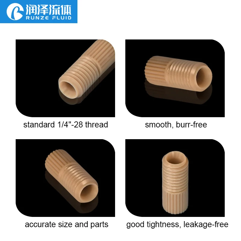 1/4-28 Finger Tight PEEK Flangeless Fittings Come with Nut ETFE Ferrules for FEP PTFE PFA Tubing Connection | Обустройство дома