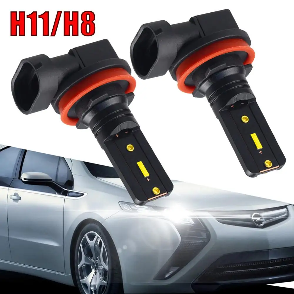 

2PCS H11 H8 LED 60W Headlight Kit 6500K White Car Truck Fog Lights Driving Bulb Lamp Smoked ABS Plastic + LED Side Marker Lights