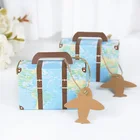 510 шт. мини-чемодан с картой мира коробка для конфет бумажные подарочные коробки с бирками канат джутовый для детского дня рождения вечеринки свадьбы декор