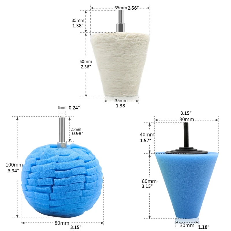 

1set Cone Sponge Pads Ball Hub Polishing Wheel Buffing Car Beauty Waxing Car Polishing Pad Set Polishing Buffer Waxing