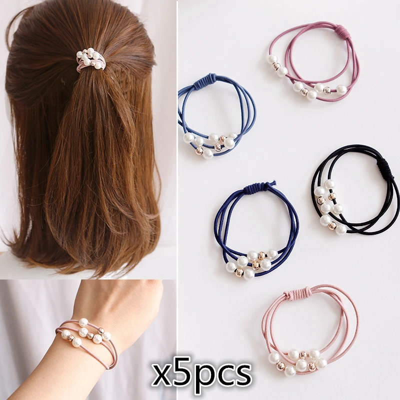 5 шт. жемчужные эластичные резинки для волос девочек | Красота и здоровье