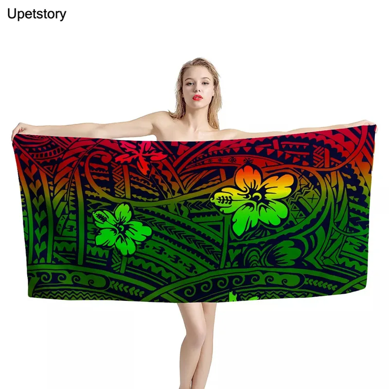 

Новое Гавайское полинезийское банное полотенце с цветочным принтом, быстросохнущее мягкое одеяло для лица и волос, дорожное пляжное полоте...