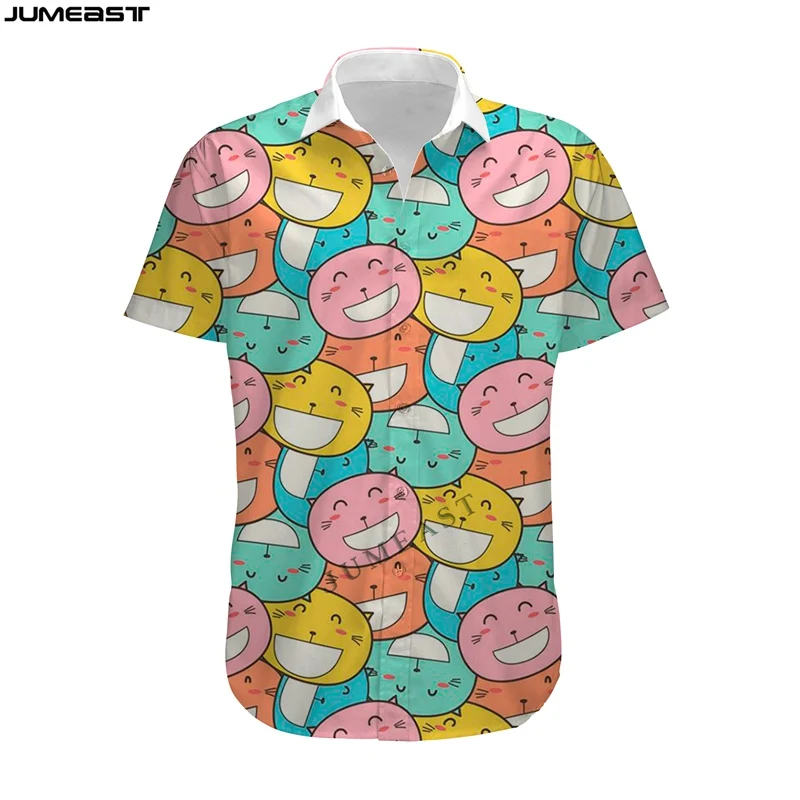 Jumeast Men Women 3D T-Shirt Oversized Female Cartoon Lovely Animal Cat Streetwear Funny Short Sleeve T Shirt Hawaii Tops Tees | Мужская