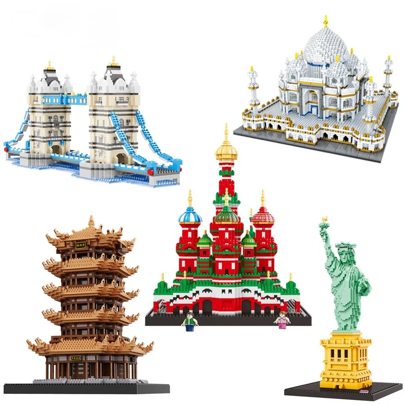 

City Compatible Architecture Mini Building Blocks World Famous Architectural Model Statue Liberty Collection Toys Child Gifts