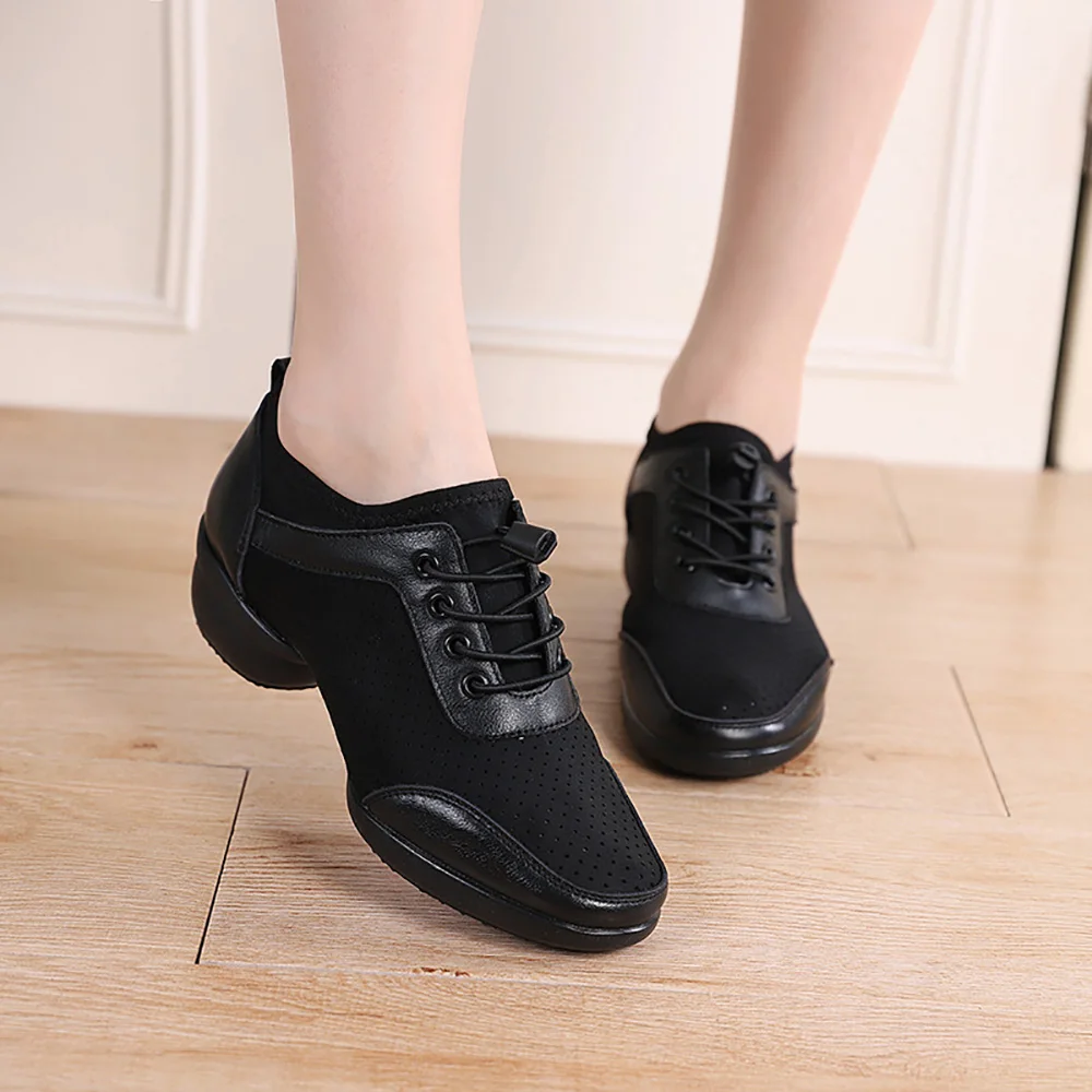 Genuine Leather Dancing Shoes Female 1919 Sailor Mesh Modern Square Dance Shoes Kick Breathable Light Deodorant And Breathable
