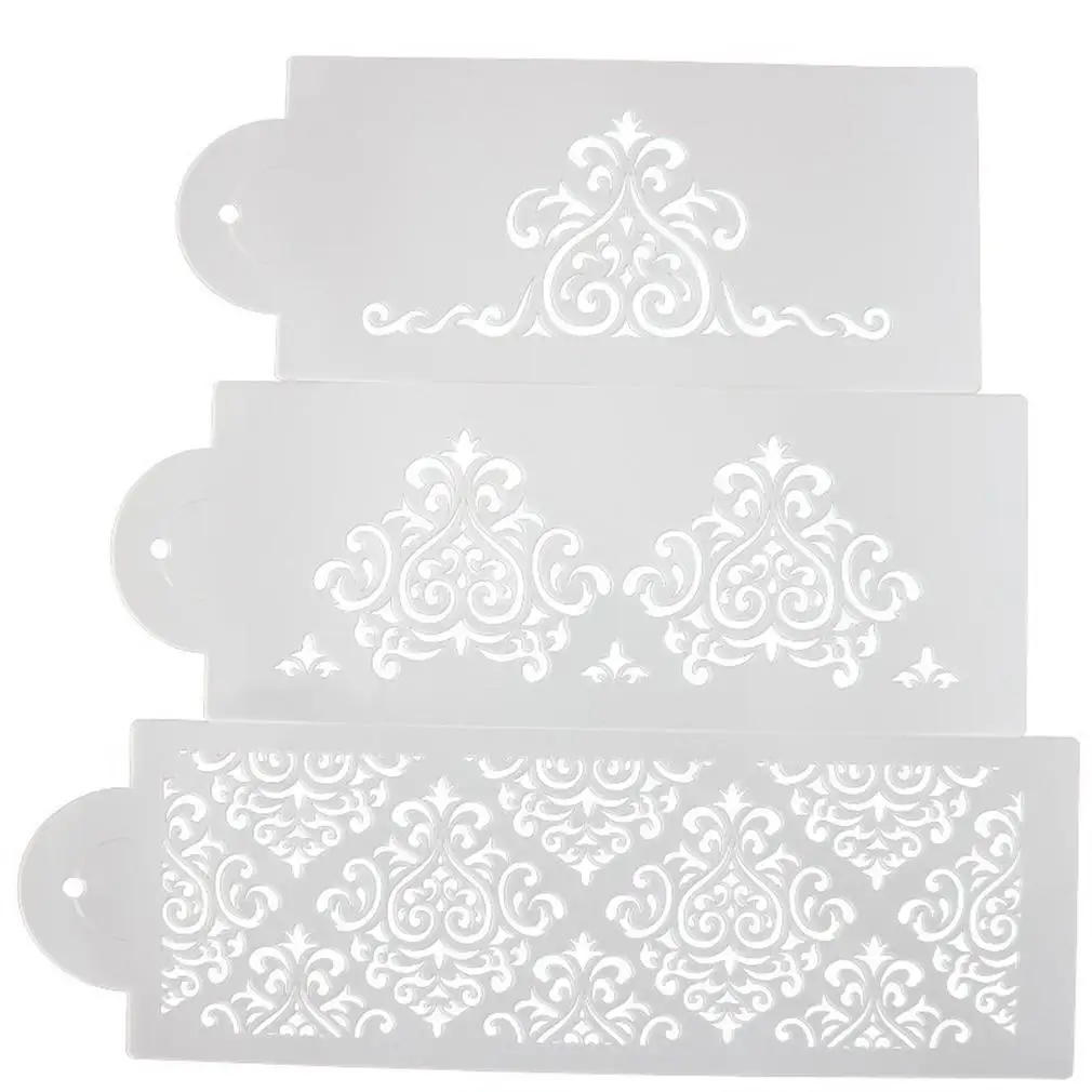 Накладные деревянные ажурные украшения Дамаск трафарет для торта резные