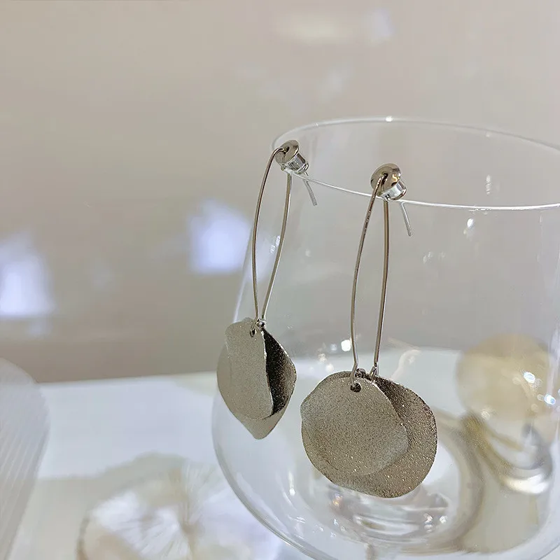 

Minar Rock Hip Hop Gold Silver Color Metallic Drop Earrings for Women Femme Round Twisted Hanging Dangle Earring Simple Jewelry