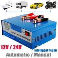 12v24v car battery charger jump starter intelligent pulse repair battery charger 10a for motorcycle automotive eu plug