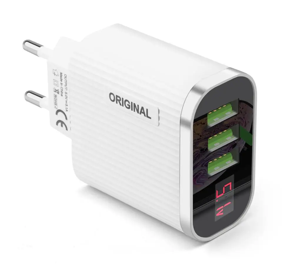 GOOJODO Цифровое зарядное устройство для телефона с 3 портами USB 3A Max умное быстрое зарядное устройство для путешествий настенное зарядное устройство адаптер для iPhone samsung Xiaomi - Тип штекера: 3 Ports White Plug