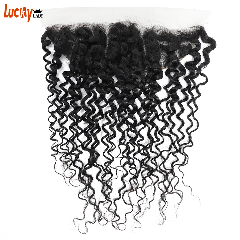 13X4 HD Transparant Lace Frontal Brazilian Water Wave Closure 100% Remy Human Hair Free/Middle/Three Part Natural Color | Шиньоны и