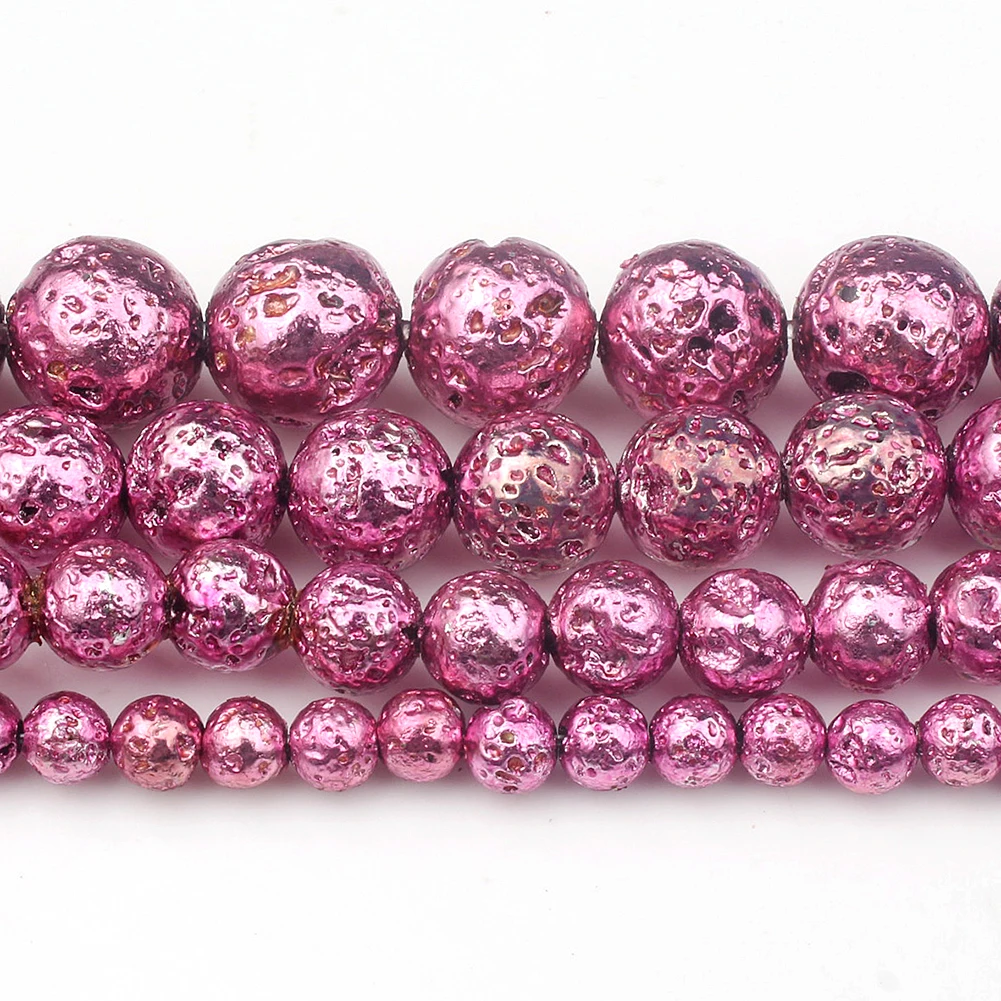 Новые бусины из натурального фиолетового лавового камня с покрытием 4/6/8/10 мм