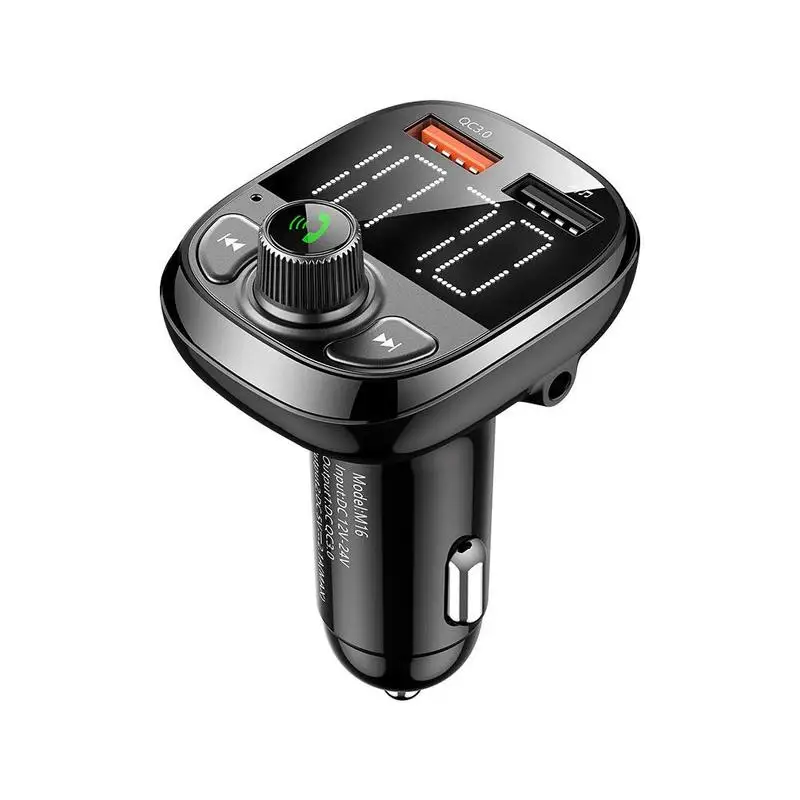 

Автомобильный FM-трансмиттер, Bluetooth, гарнитура с зарядным устройством QC3.0, USB, Mp3 радио, адаптер, беспроводной аудиоприемник, двойной USB