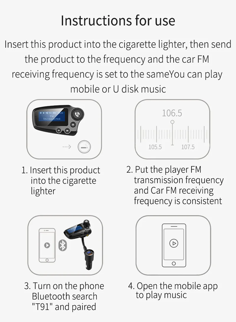 JaJaBor FM передатчик Bluetooth 5,0 автомобильный комплект громкой связи вызова AUX стерео A2DP большой экран дисплей QC3.0 Быстрая зарядка