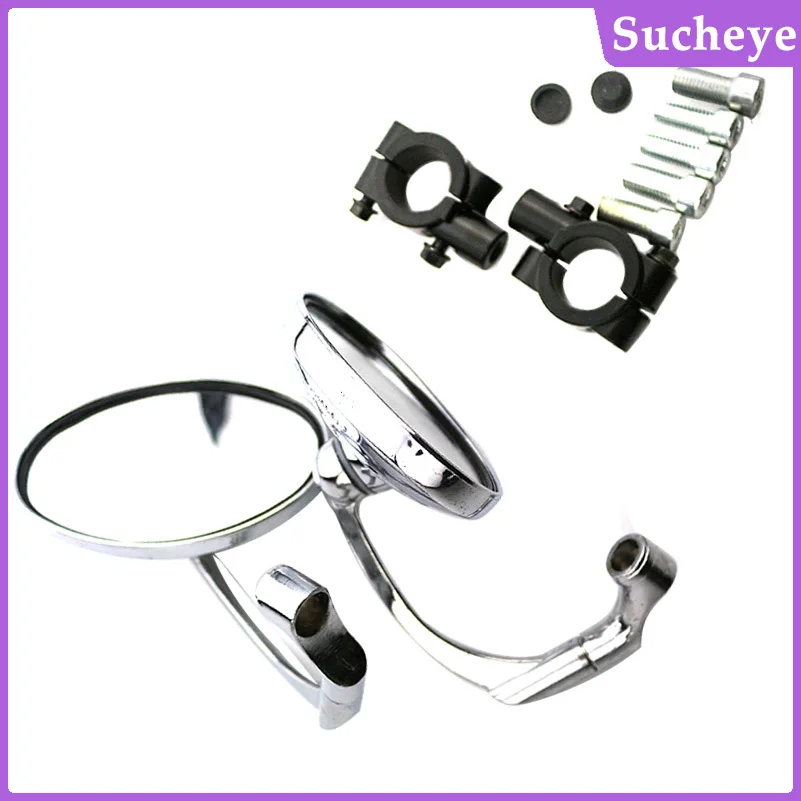 

Motorcycle Eagle round Rearview Mirror with bracket Silver ATV Mirror Rear View Black Handle Bar End Side Rearview Mirrors