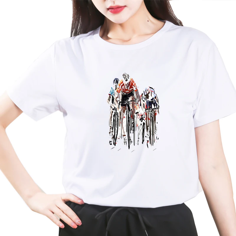 

vintage 90s Harajuku T Shirt Women Bicycle Love T-shirt Summer Casual Tops Korean Heart bike Style Graphic Tops