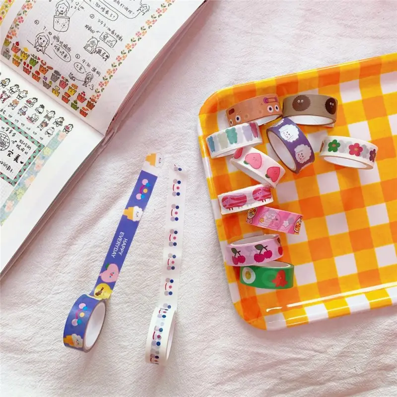 

Smiley Paper Tape Cute Bear Love Flowers Hand Tear Sticker Adhesive Paper Film