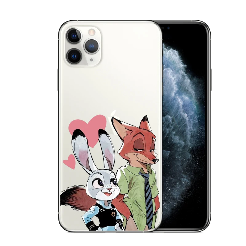 Из мультфильма зверополис С рисунками лисички и кролика из чехол для iPhone X XR XSMax 5 5S