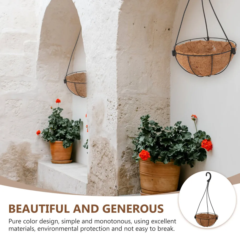 

2 Sets Balcony Hanging Flowerpots Vertical Plant Pots for Gardening (Brown)