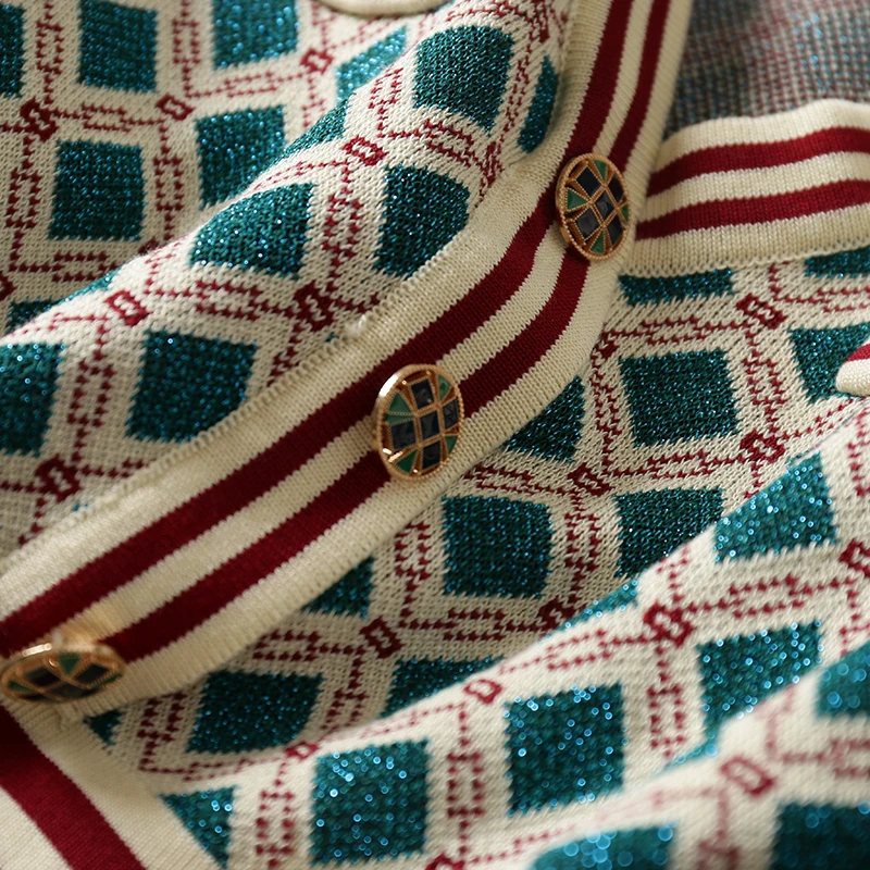 Женское трикотажное платье-свитер в клетку с длинным рукавом | Женская одежда