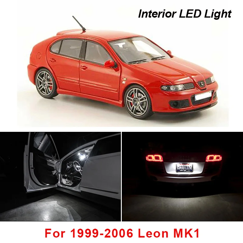 

13Pcs Canbus LED Interior Reading Dome Map Lights Auto Bulbs Kit For Seat Leon MK1 1M 1M1 Hatchback 1999-2006 Car Accessories